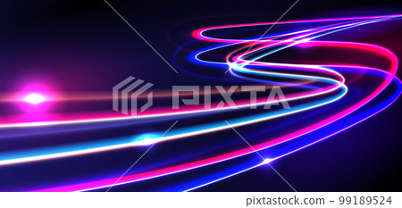 Cyberpunk Light Trails Effect, Neon Streaks, Vector illustration Cyberpunk Light Trails Effect, Neon Streaks, Vector illustration 99189524