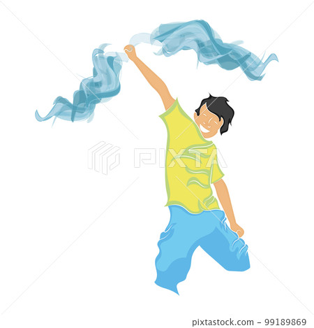 Isolated male character playing with powders Vector 99189869