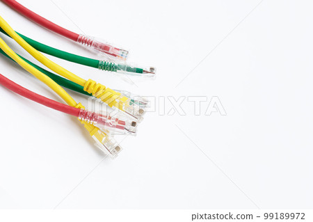 LAN network connection ethernet cables on white LAN network connection ethernet cables on white 99189972