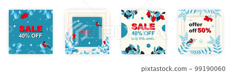 Modern winter square sale poster for Merry Christmas templates. Suitable for social media posts, poster, mobile apps, banners design and web ads, vector backgrounds, promotion materials. 99190060