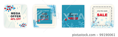Modern winter square sale poster for Merry Christmas templates. Suitable for social media posts, poster, mobile apps, banners design and web ads, vector backgrounds, promotion materials. 99190061