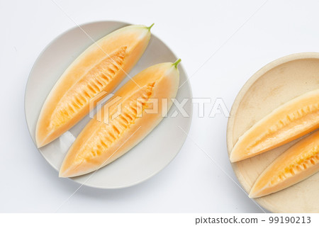 Cantaloupe melon isolated on white. 99190213