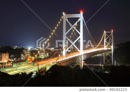 Kanmon Bridge at night (Kitakyushu City, Shimonoseki City) Kanmon Bridge at night (Kitakyushu City, Shimonoseki City) 99192223