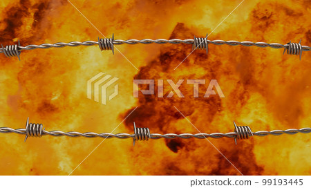 The barbed wire on fire background for security or military concept 3d rendering The barbed wire on fire background for security or military concept 3d rendering 99193445