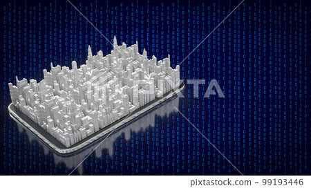 The city on mobile on digital background for technology concept 3d rendering The city on mobile on digital background for technology concept 3d rendering 99193446