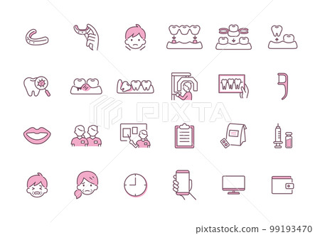 Medical treatment icon 2 pink that can be used in dental clinics 99193470