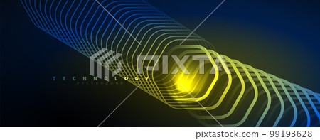 Techno shiny hexagons abstract background, technology energy space light concept, abstract background wallpaper design 99193628