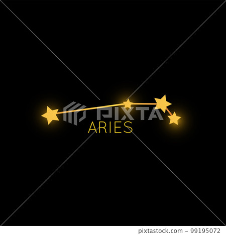 Aries golden zodiac sign, constellation in space, cosmic magic gold stars or planets. Vector astrology horoscope symbol, fortune future prediction sign Aries golden zodiac sign, constellation in space, cosmic magic gold stars or planets. Vector astrology horoscope symbol, fortune future prediction sign 99195072