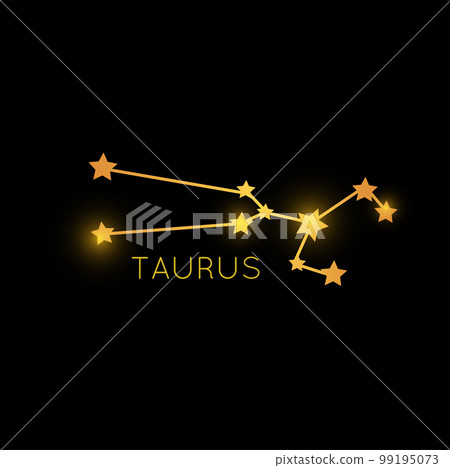 Taurus golden zodiac constellation gold stars Stock