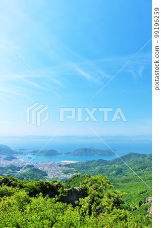 香川縣小豆島藍天下的Kankakei天文台的風景 99196259