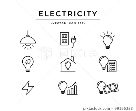Simple electricity related icon set Simple electricity related icon set 99196388