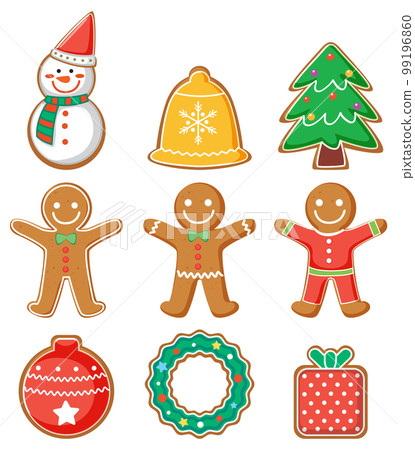 Christmas gingerbreads cartoon set Christmas gingerbreads cartoon set 99196860