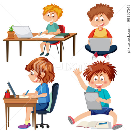 Set of student cartoon character Set of student cartoon character 99197542