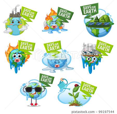Save the earth logo and banner set 99197544