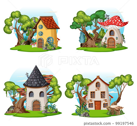 Set of fairy tale house isolated 99197546