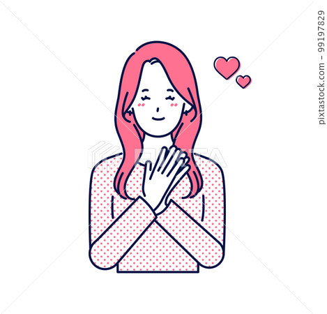 Happy young woman clapping her hands 99197829