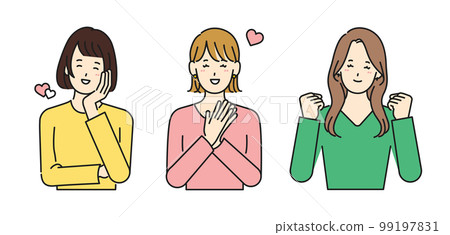 A set of three women in a happy pose 99197831