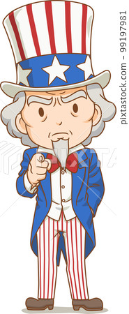 Mascot icon illustration of head of Uncle Sam, a popular symbol of the US  government in