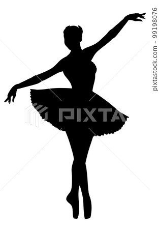 A woman who poses for classical ballet Stands on both feet 99198076