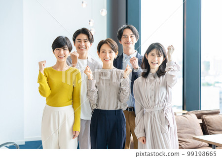 Business person smile fist pump Business person smile fist pump 99198665
