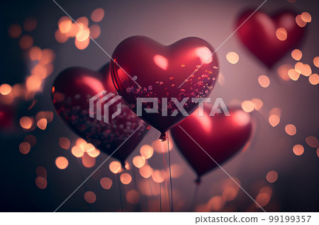 Valentine's Day Heart Balloon Background - Generative AI. 99199357