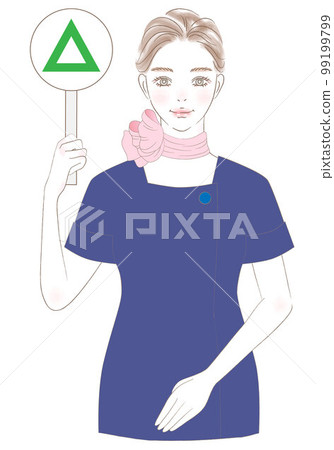 一個穿制服的女人做了一個三角形的手勢 99199799