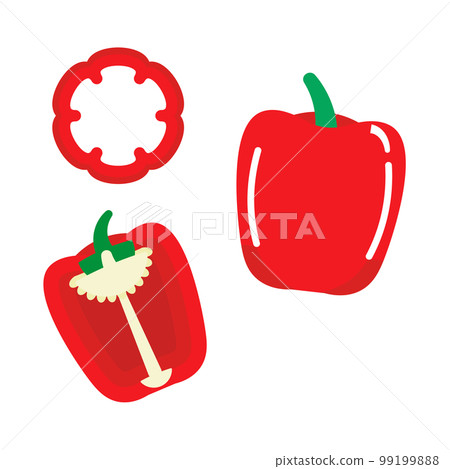 紅辣椒各種橫截面的矢量圖解 99199888