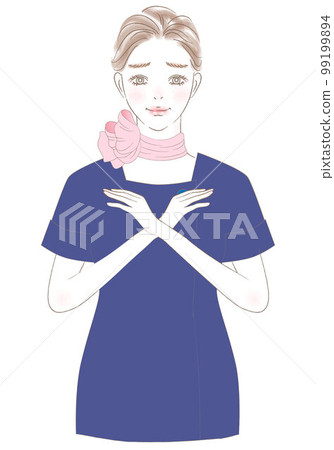 A woman in uniform giving a sign of cross A woman in uniform giving a sign of cross 99199894