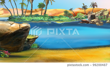 Oasis in the desert illustration 99200487