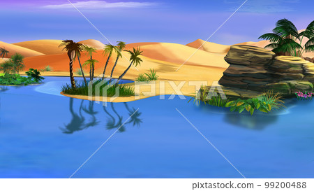 Oasis in the desert illustration Oasis in the desert illustration 99200488
