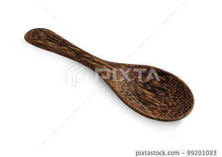 Vintage Wooden Spoon Isolated on White Background 99201083