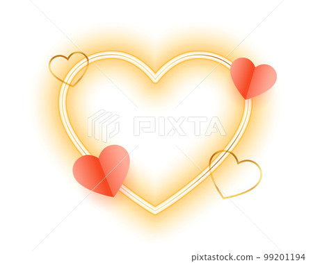 paper hearts valentines day love background with neon frame 99201194