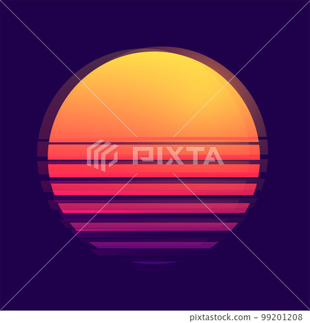 retro style digital sci fi background with sun design 99201208