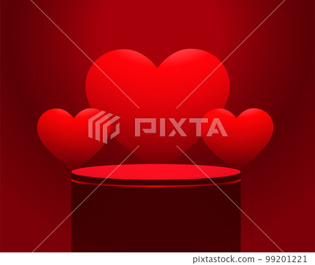 valentines day hearts background with 3d podium red platform valentines day hearts background with 3d podium red platform 99201221