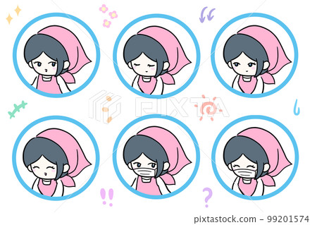 Cleaning Woman in work clothes Illustration Transparent material Supermarket lady clerk Hygiene manager Speech bubble Upper body Cleaning Woman in work clothes Illustration Transparent material Supermarket lady clerk Hygiene manager Speech bubble Upper body 99201574