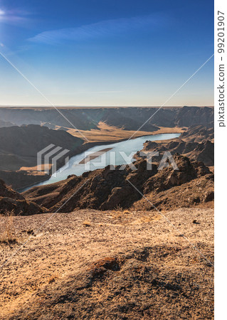 Ili river view in rocky gorge, Almaty region, Kazakhstan nature landscape 99201907