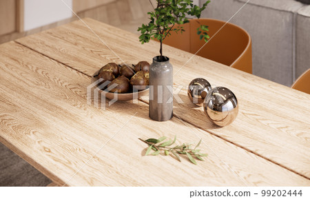 3d rendering mockup modern interior room design close-up wood dining table. minimal apartment ideas. 3d rendering mockup modern interior room design close-up wood dining table. minimal apartment ideas. 99202444