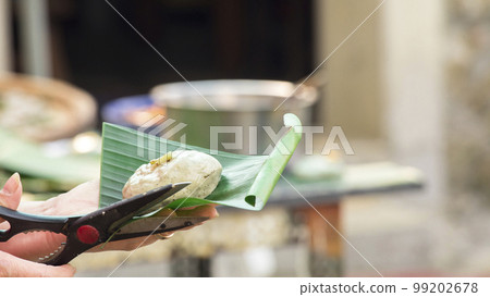 手工，修剪，剪刀，草仔粿，芭蕉葉子，手作り、剪定、はさみ、草餅、オオバコの葉，pruning, 99202678