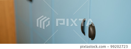 Blue sliding wardrobe with stylish reliable black handles for opening and closing 99202723