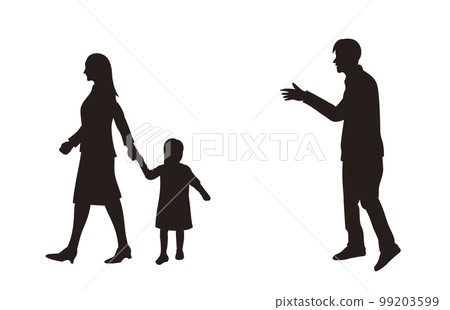 Silhouette illustration of divorce and leaving home 99203599