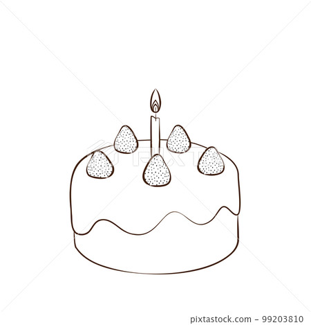 Strawberry Cake Cute hand-drawn illustration, line drawing 99203810