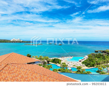 Summer Okinawa, the horizon seen from a resort hotel 99203811