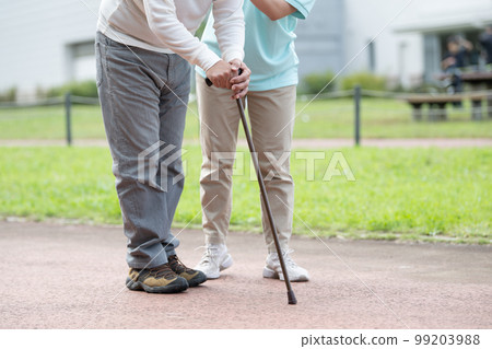 Caregiver and senior Rehabilitation elderly man and helper 99203988