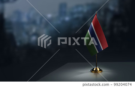 Small flags of the Gambia on an abstract blurry background 99204074