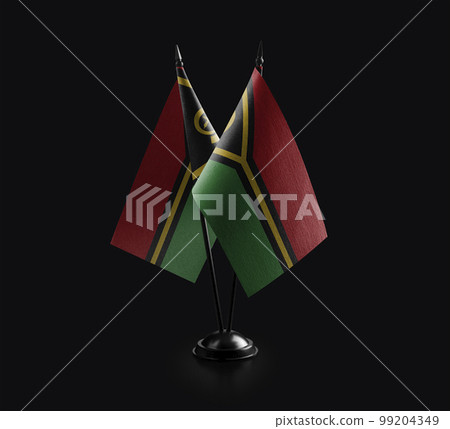 Small national flags of the Vanuatu on a black background Small national flags of the Vanuatu on a black background 99204349