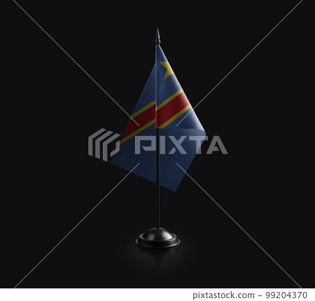 Small national flag of the Democratic Republic of the Congo on a black background 99204370