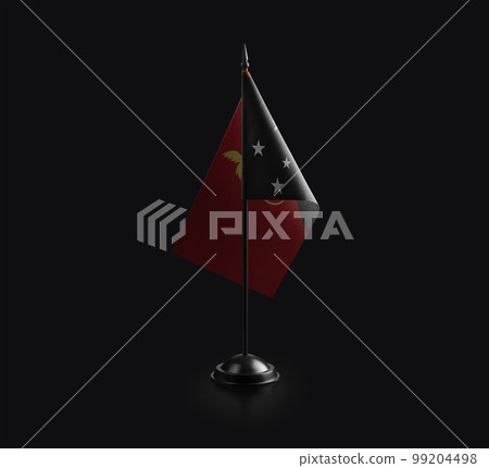 Small national flag of the Papua New Guinea on a black background 99204498