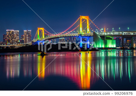 Rainbow Bridge_Special Light Up_Tokyo's cityscape city night view Rainbow Bridge_Special Light Up_Tokyo's cityscape city night view 99206976