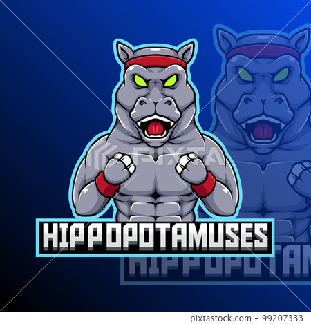 Hippopotamuses Fighter Animal Logo 99207333