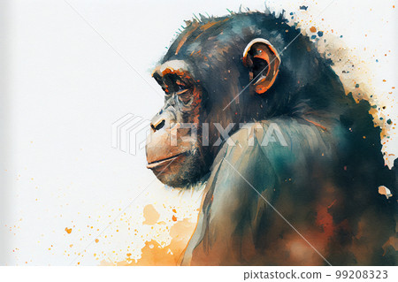 Portrait of a chimpanzee monkey, illustration Portrait of a chimpanzee monkey, illustration 99208323